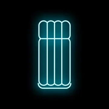 Glowing neon pool float mattress on black background Stock Illustration