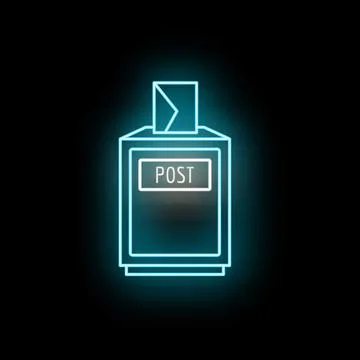 Glowing neon postbox receiving new mail message Stock Illustration