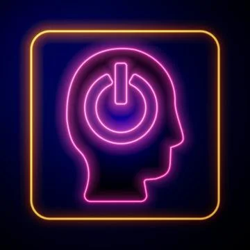 Glowing neon Power button icon isolated on black background. Start sign. Vector Stock Illustration