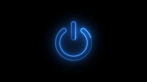 Glowing neon power button isolated on dark background, technology icon, swi.. Stock Footage 309634683