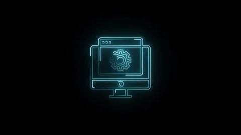 Glowing neon Power Control icon  HD Video motion graphic animation Video stock 304859491