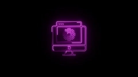 Glowing neon Power Control icon  HD Video motion graphic animation Stock Footage 304859499