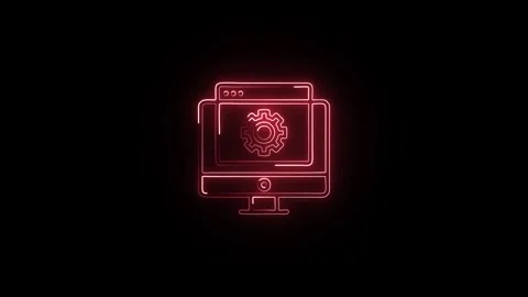Glowing neon Power Control icon  HD Video motion graphic animation Stock Footage 304859509