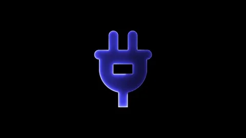Glowing neon power plug icon animation on black color background. Stock Footage 327756838