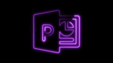 Glowing Neon PowerPoint Icon Isolated, Presentation Software Symbol, HD Vid.. Stock Footage 301208439