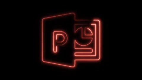 Glowing Neon PowerPoint Icon Isolated, Presentation Software Symbol, HD Vid.. Stock Footage 301208482