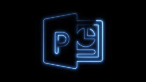 Glowing Neon PowerPoint Icon Isolated, Presentation Software Symbol, HD Vid.. Stock Footage 301208486