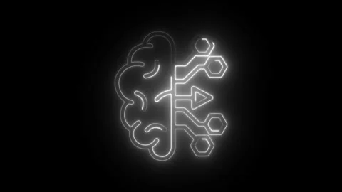 Glowing neon predictive icon isolated on black background. HD Video motion .. Stock Footage 304113199