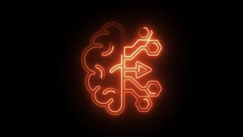 Glowing neon predictive icon isolated on black background. HD Video motion .. Stock Footage 304113201