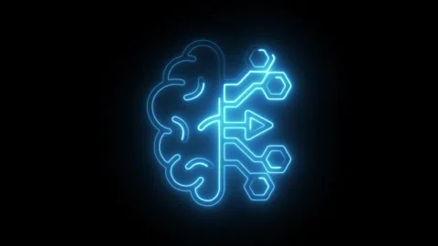 Glowing neon predictive icon isolated on black background. HD Video motion .. Stock Footage 304113296