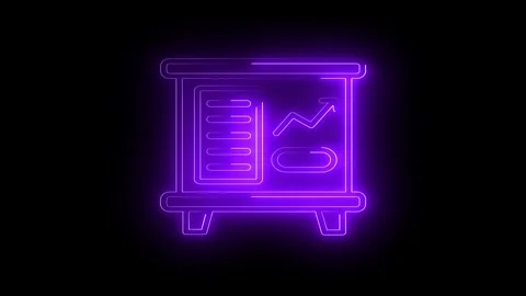 Glowing neon presentation icon isolated on a black background. 4K video wit.. Stock Footage 331947690