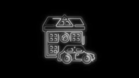 Glowing neon private car icon isolated on black background. HD Video motion.. Stock Footage 304140383