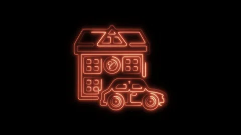 Glowing neon private car icon isolated on black background. HD Video motion.. Stock Footage 304140492
