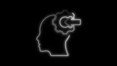 Glowing neon proactive, icon isolated on black background. HD Video motion .. Stockbeeldmateriaal 304153999