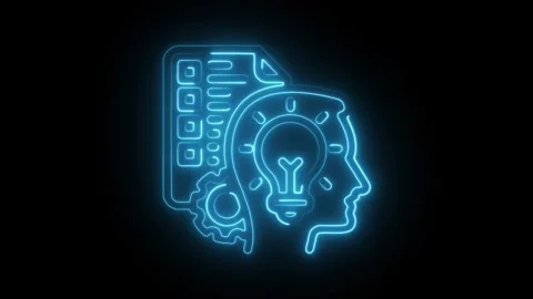 Glowing neon problem solving skills icon isolated on black background. HD V.. Stock Footage 304109456