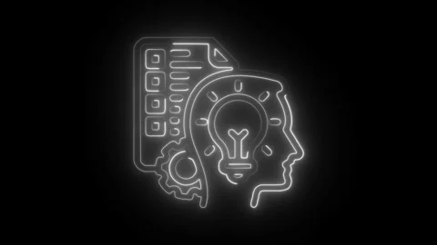 Glowing neon problem solving skills icon isolated on black background. HD V.. Stock Footage 304109458