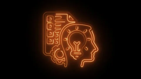 Glowing neon problem solving skills icon isolated on black background. HD V.. Stock Footage 304109462