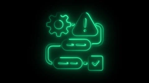 Glowing Neon Procedure Icon Animation on Black Background, HD Motion Graphi.. Stock Footage 301175942
