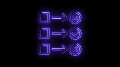 Glowing neon process flow chart animation with accept decline icons decisio.. Stock Footage 312310718
