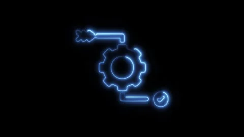 Glowing Neon Process Icon Animation on Black Background, HD Motion Graphic .. Stock Footage 301197382