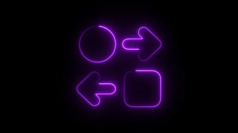 Glowing Neon Process Icon, Symbol of Workflow and Business Operations, HD V.. Stock Footage 299789969