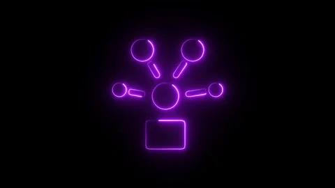 Glowing Neon Process Icon, Symbol of Workflow and Operational Efficiency, H.. Stock Footage 301184098