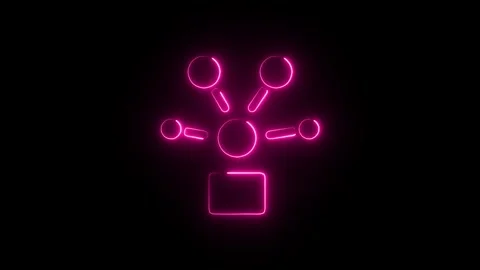 Glowing Neon Process Icon, Symbol of Workflow and Operational Efficiency, H.. Stock Footage 301184112