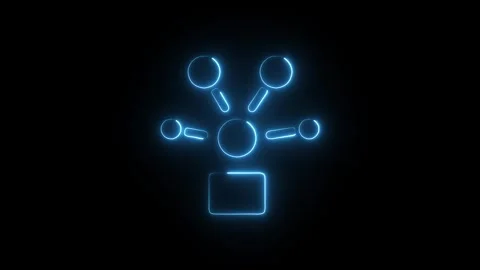 Glowing Neon Process Icon, Symbol of Workflow and Operational Efficiency, H.. Stock Footage 301184119