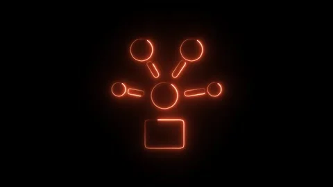 Glowing Neon Process Icon, Symbol of Workflow and Operational Efficiency, H.. Stock Footage 301184139