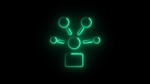 Glowing Neon Process Icon, Symbol of Workflow and Operational Efficiency, H.. Stock Footage 301184140