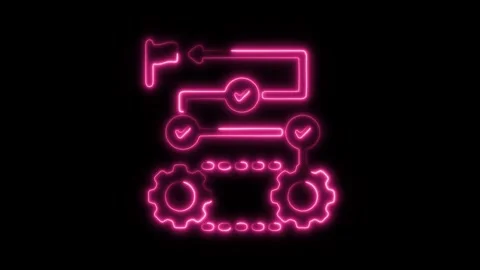 Glowing Neon Process Icon, Symbol of Workflow, Strategy, and Optimization, .. Stock Footage 301197063