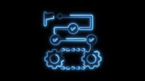 Glowing Neon Process Icon, Symbol of Workflow, Strategy, and Optimization, .. Stock Footage 301197065