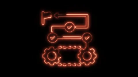 Glowing Neon Process Icon, Symbol of Workflow, Strategy, and Optimization, .. Stock Footage 301197180