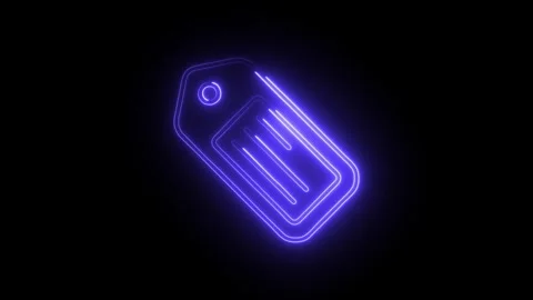 Glowing neon product label icon isolated on black background. HD Video moti.. Stock Footage 314642460