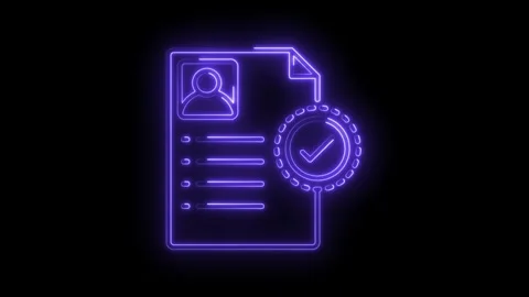 Glowing neon profile with check mark verification for identity and document.. Stock Footage 316673392