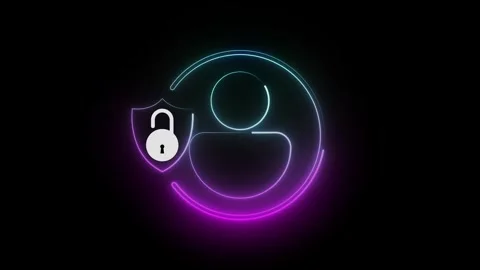 Glowing Neon Profile Lock Icon Animation – Secure &amp; Sleek Design Stock Footage 283987147