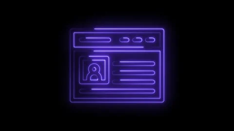 Glowing neon profile user interface on black background displaying website .. Stock Footage 314536074