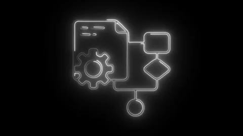 Glowing neon program algorithm icon isolated on black background. HD Video .. Stock-Footage 304240194