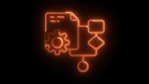 Glowing neon program algorithm icon isolated on black background. HD Video .. Video stock 304240219