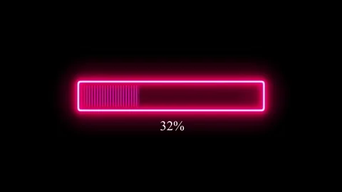 Glowing neon progress bar showing zero percent completion against a dark ba.. Vídeo Stock 337567276
