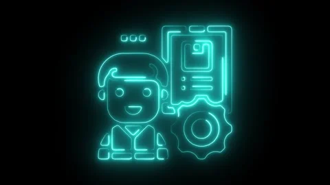 Glowing Neon Progress Icon Animation on Black Background, HD Motion Graphic.. Stock Footage 301190599