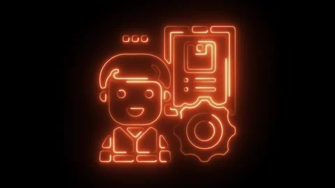 Glowing Neon Progress Icon Animation on Black Background, HD Motion Graphic.. Stock Footage 301190625