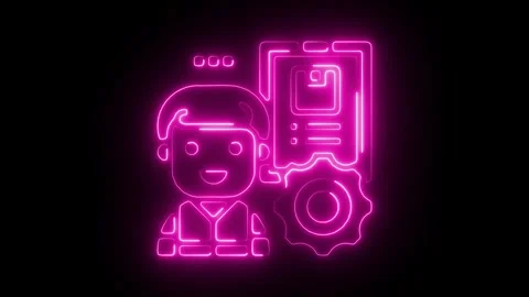 Glowing Neon Progress Icon Animation on Black Background, HD Motion Graphic.. Stock Footage 301190642