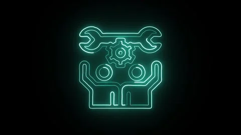 Glowing neon Project Manager icon  HD Video motion graphic animation Vidéo 304859666