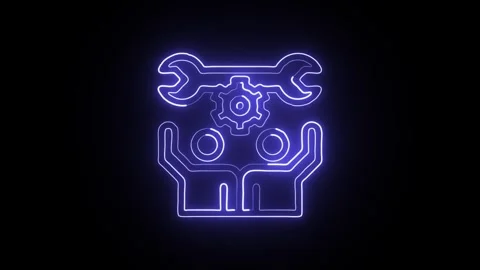 Glowing neon Project Manager icon  HD Video motion graphic animation Stock Footage 304859667