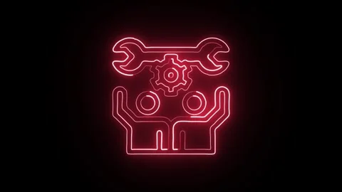 Glowing neon Project Manager icon  HD Video motion graphic animation Stock Footage 304859674
