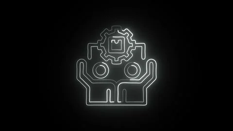 Glowing neon Project Manager icon  HD Video motion graphic animation Stock Footage 304859678