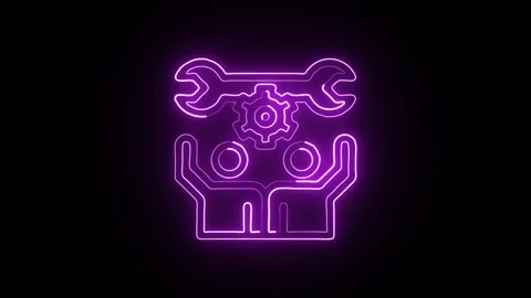 Glowing neon Project Manager icon  HD Video motion graphic animation Stock Footage 304859680