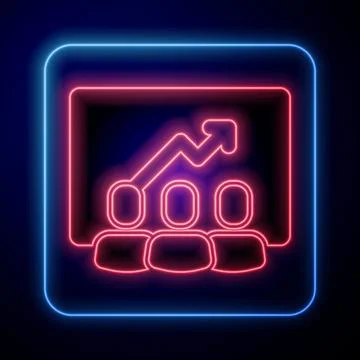 Glowing neon Project team base icon isolated on blue background. Business Illustrazione stock