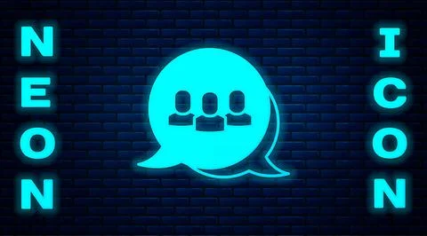 Glowing neon Project team base icon isolated on brick wall background. Business Stock Illustration